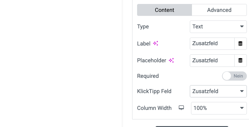 Screenshot: Custom Field Mapping in der KlickTipp-Aktion