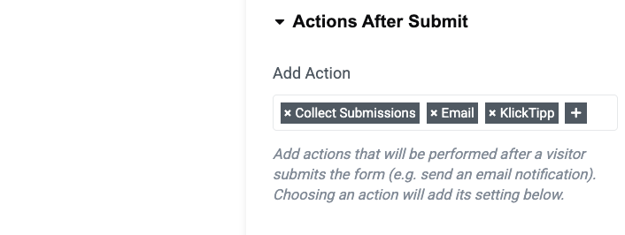 Screenshot: Formular-Konfiguration mit Tags